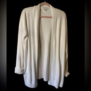 Barefoot Dreams CozyChic Lite Ribbed Cuff Coastline Cardigan NWOT XL Sea Salt